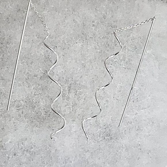 925 Sterling Silver Spiral Earrings - Picture 6 of 12